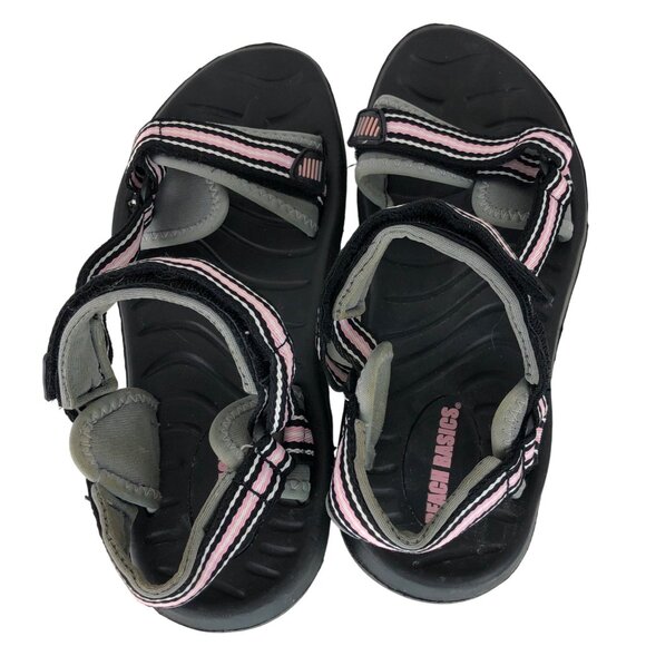 Beach Basics Womens SIze 6 Pink & Gray Adjustable Sandals Beach Pool Lake - Picture 9 of 12